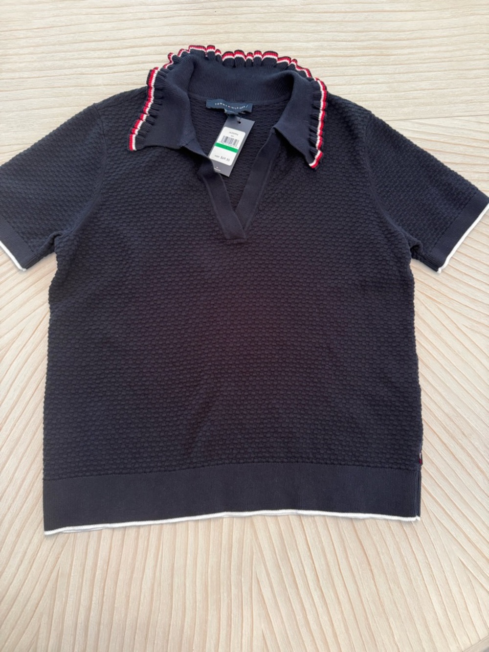 Tommy Hilfiger Navy Knit Top with Red & White Logo Detail - Picture 7 of 9